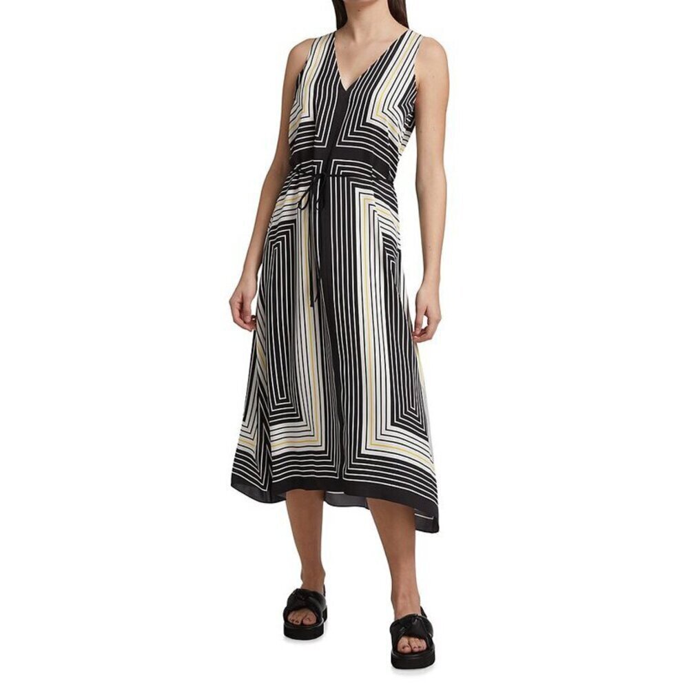 Theory Women's Silk Volume Sleeveless Midi Belted Dress Size S $650